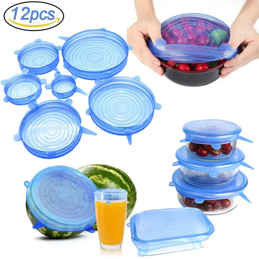 6/12Pcs/Lot Silicone Stretch Lids Universal Cookware