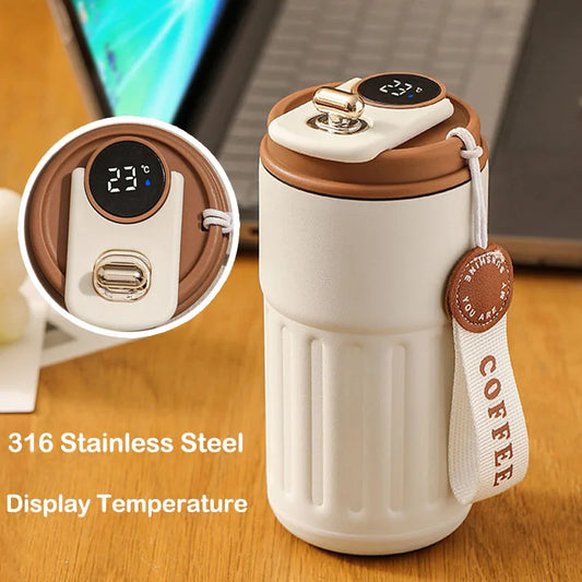 450ml Thermos Bottle Smart Display Temperature 316 Stainless Steel Vacuum Coffee Cup